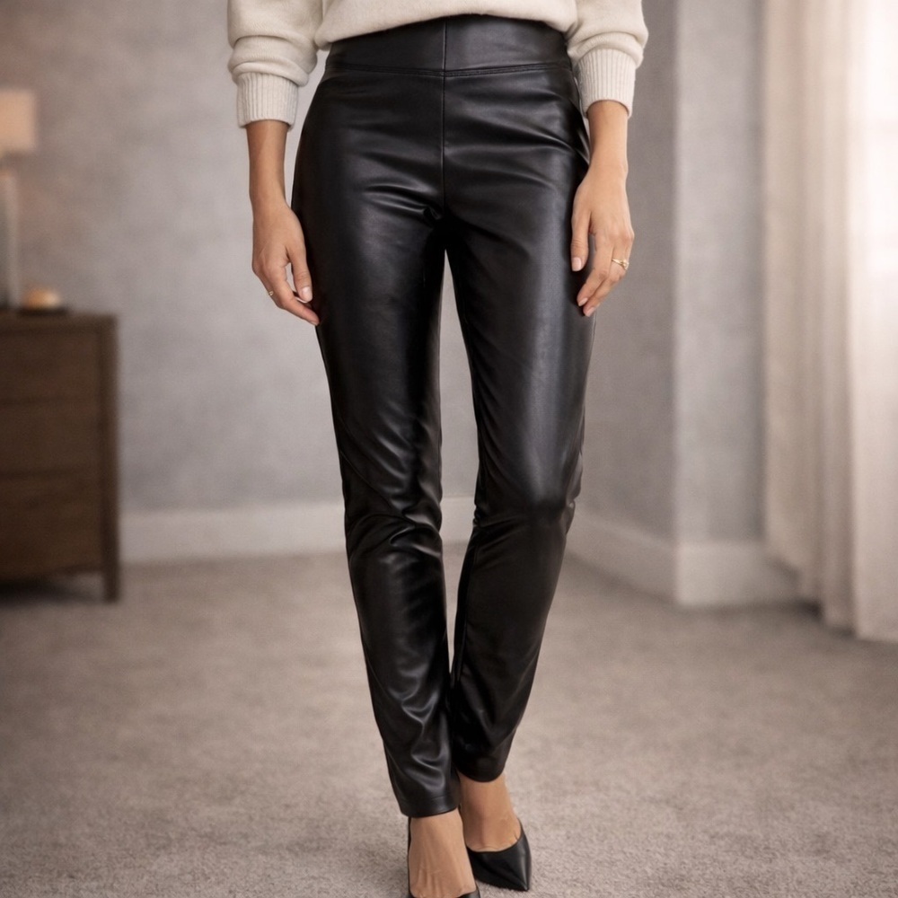 Ever After Faux Leather Pants Size L/ High Waist Black Vegan/ 31 Waist